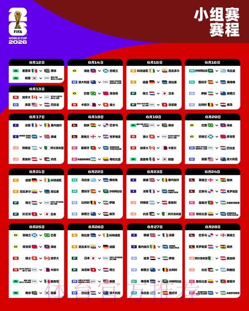 2026世界杯小组赛赛程一览观看指南实时查看